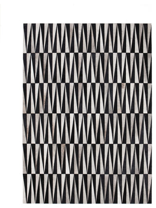Mid-Century Modern Leather Rug with Patterns, Opal by  Linie, Black, 8'3"X11'6"