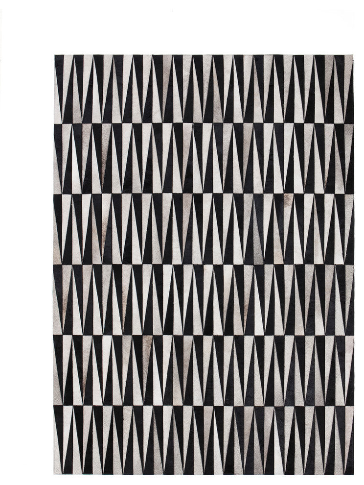 Mid-Century Modern Leather Rug with Patterns, Opal by  Linie, Black, 8'3"X11'6"