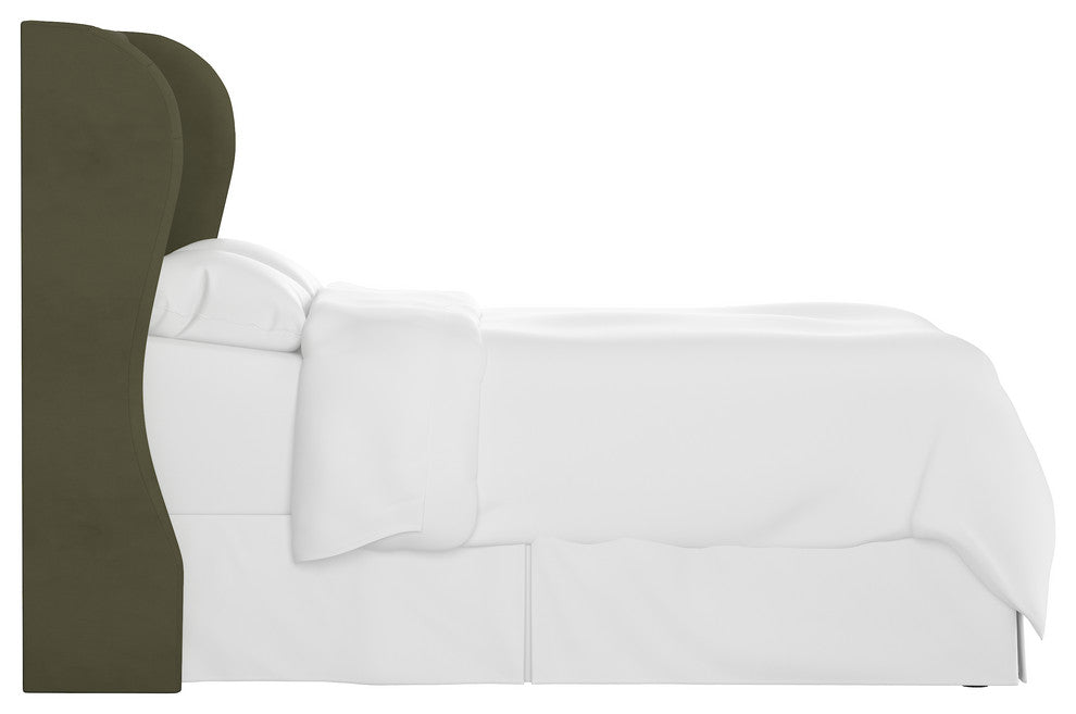 Bradwell Tufted Wingback Headboard, Velvet Loden, King