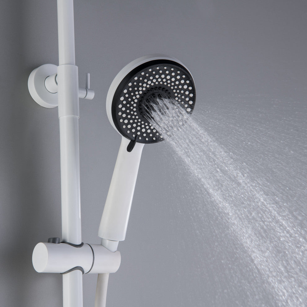 Trendy Design Multi-Function Complete Shower System With Rough-in Valve, Pure Wh