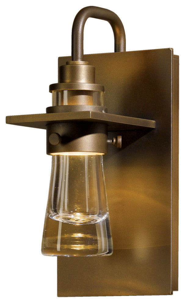 Erlenmeyer Small Outdoor Sconce, Coastal Bronze Finish, Clear Glass