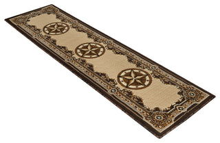 Allstar Western Area Rug Texas Star design, Chocolate, 2x7