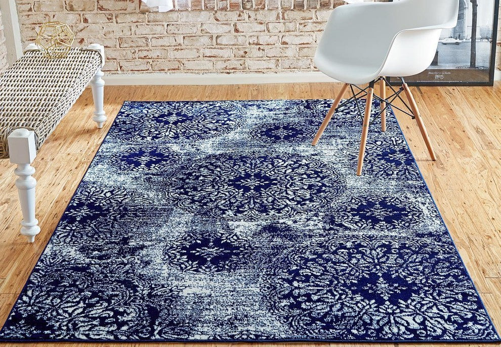 Unique Loom Navy Blue Grand Sofia 2' 0 x 6' 7 Runner Rug
