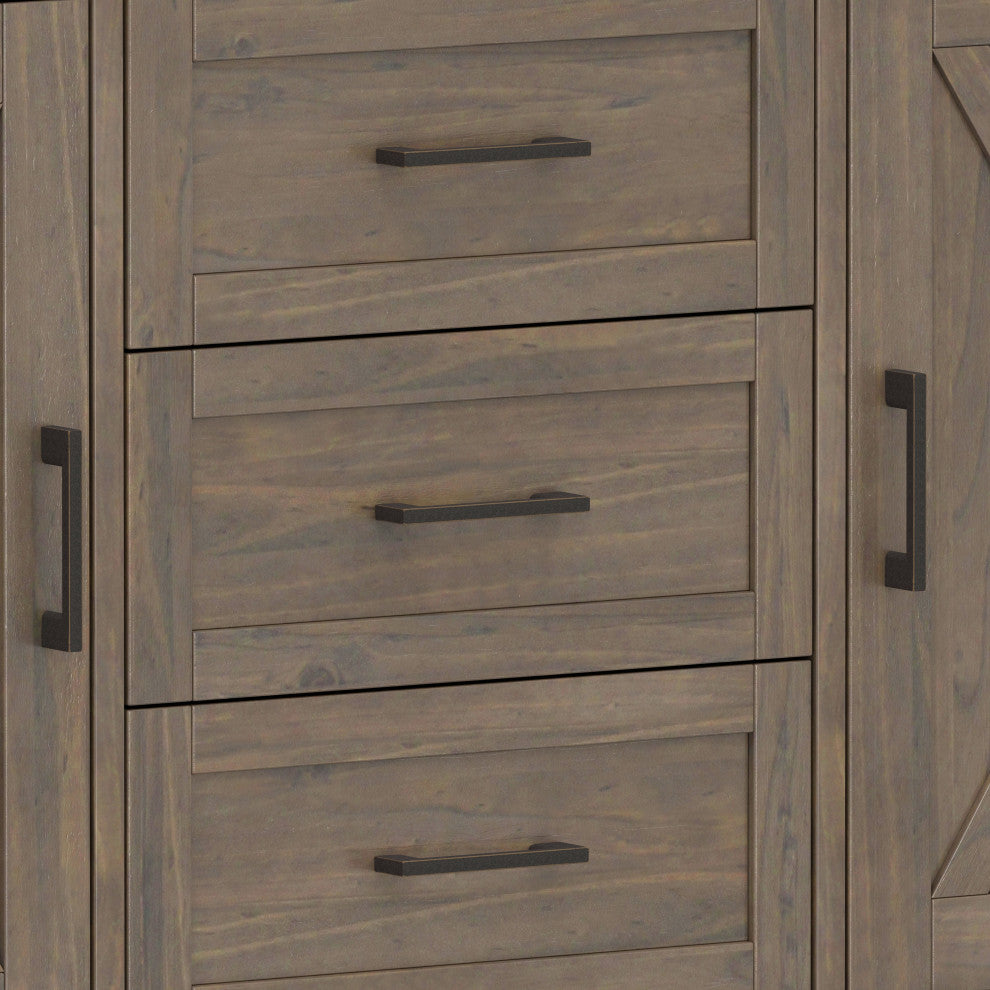 Ela Solid Wood Sideboard, Smoky Brown