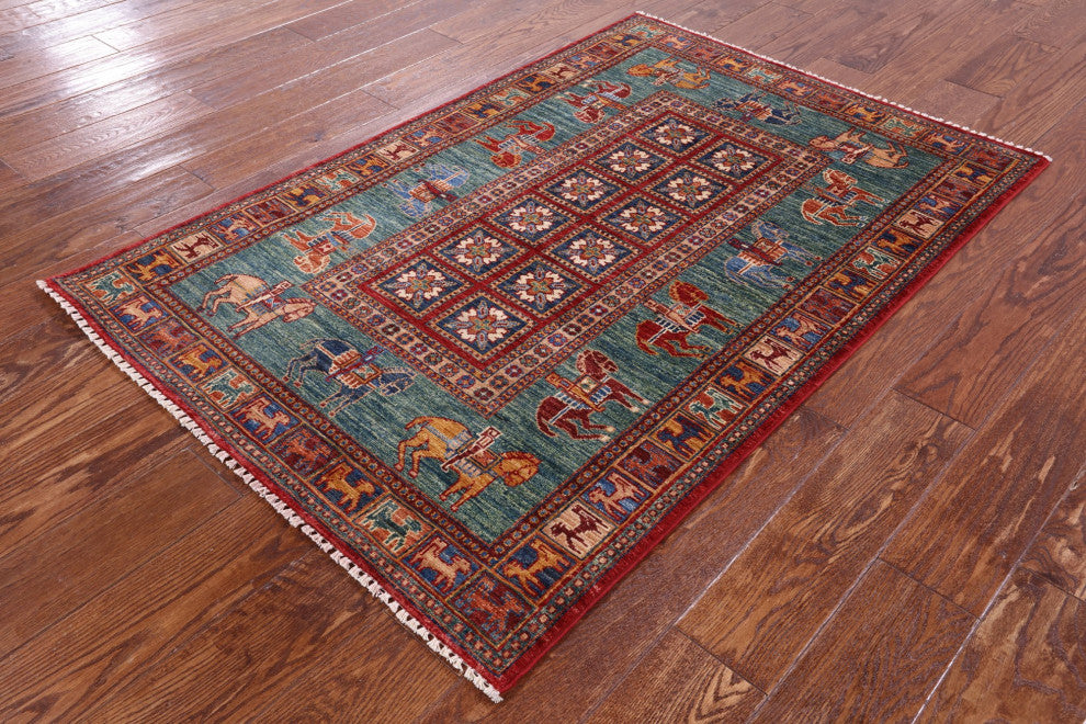 3' 4" X 5' 0" Antiqued Pazyryk Historical Design Handmade Rug Q10942