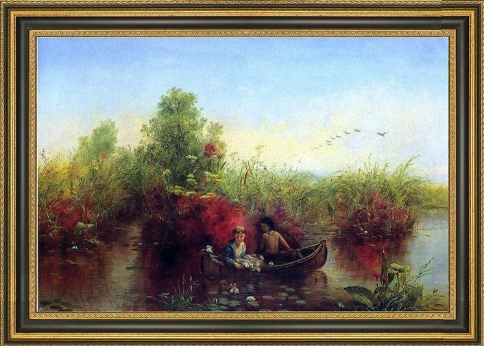 Jerome B. Thompson Gathering Waterlilies Framed Premium Canvas Print, 16"x24"