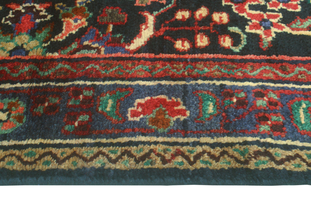 Fine Vintage Distressed Andromac Charcoal/Blue Runner, 3'6 x 10'2