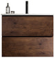 Wall-Mounted Bathroom Vanity Set with Ceramic Sink with one faucet hole, Walnut