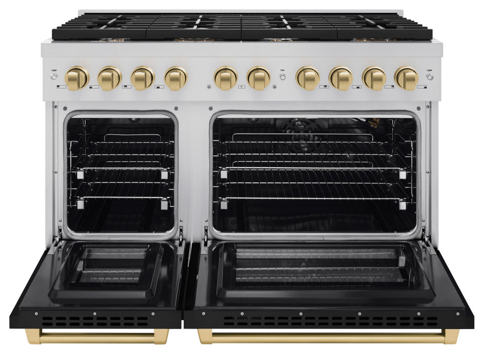48 in. Autograph Gas Range, Stainless With Black and Champagne, SGRZ-BLM-48-CB