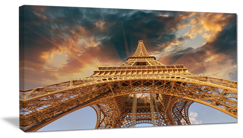 "Paris Eiffel Tower in Paris With Sunset Colors" Wall Art, 60"x28", 1 Panel