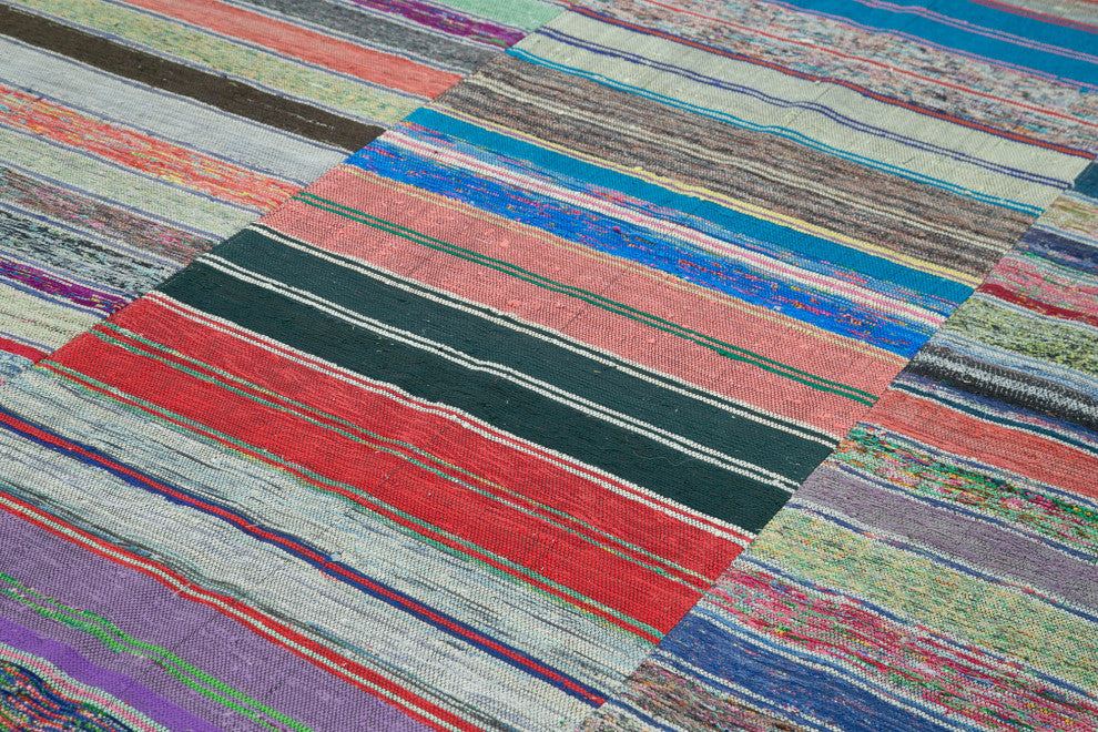 Rug N Carpet - Handmade Oriental 7' 3'' x 11' 2'' Unique Patchwork Kilim Rug