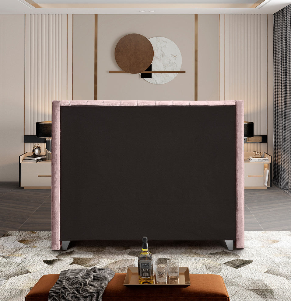 Ames Velvet Bed, Pink, Full