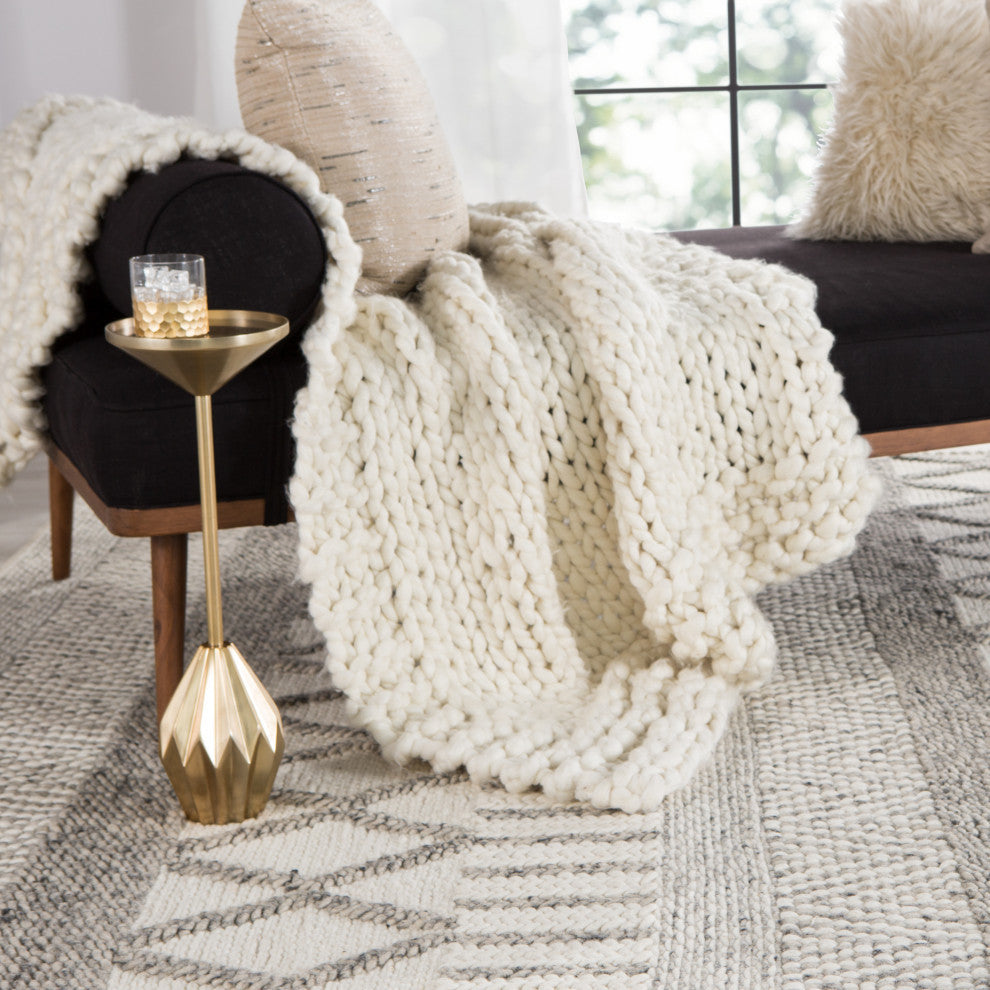 Jaipur Living Sandhurst Handmade Geometric Gray/White Area Rug, 5'x8'
