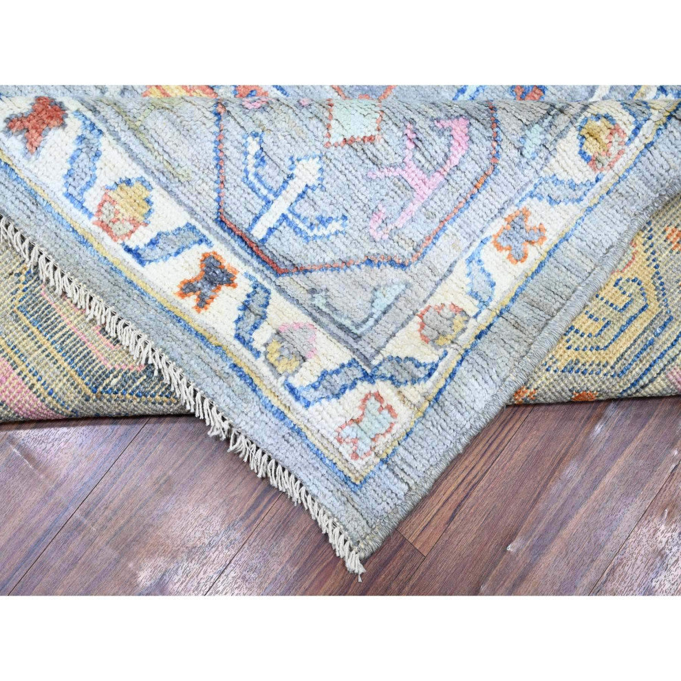 Cloud Gray Anatolian Village Inspired Wool Hand knotted Oriental Rug 10'1"x13'9"