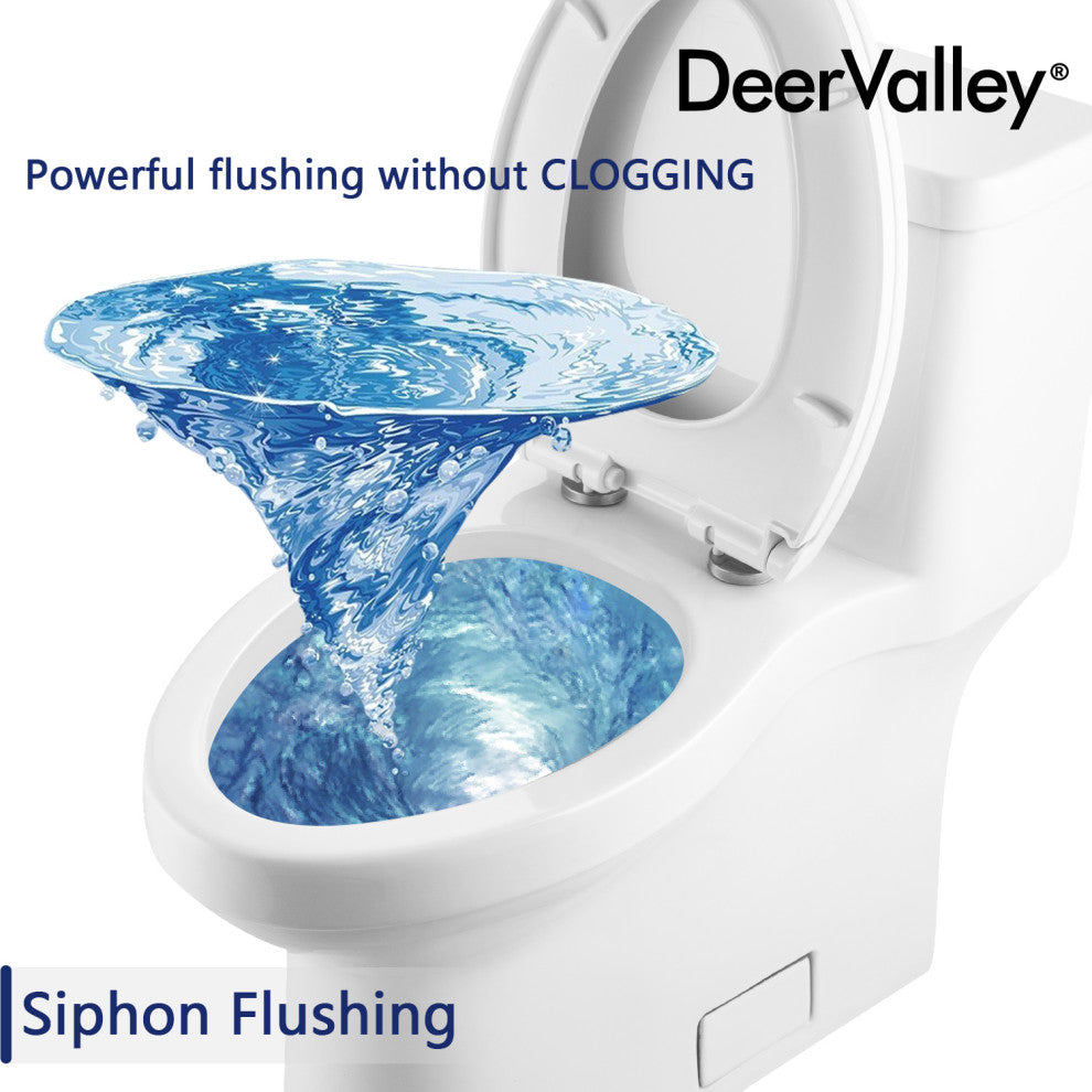 White ADA Comfortable Height toilet Elongated One Piece High-Efficiency Flush
