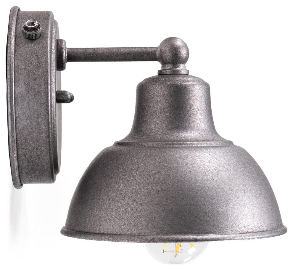 Dusk To Dawn Farmhouse Outdoor Lighting Porch Wall Fixture In Galvanized Finish