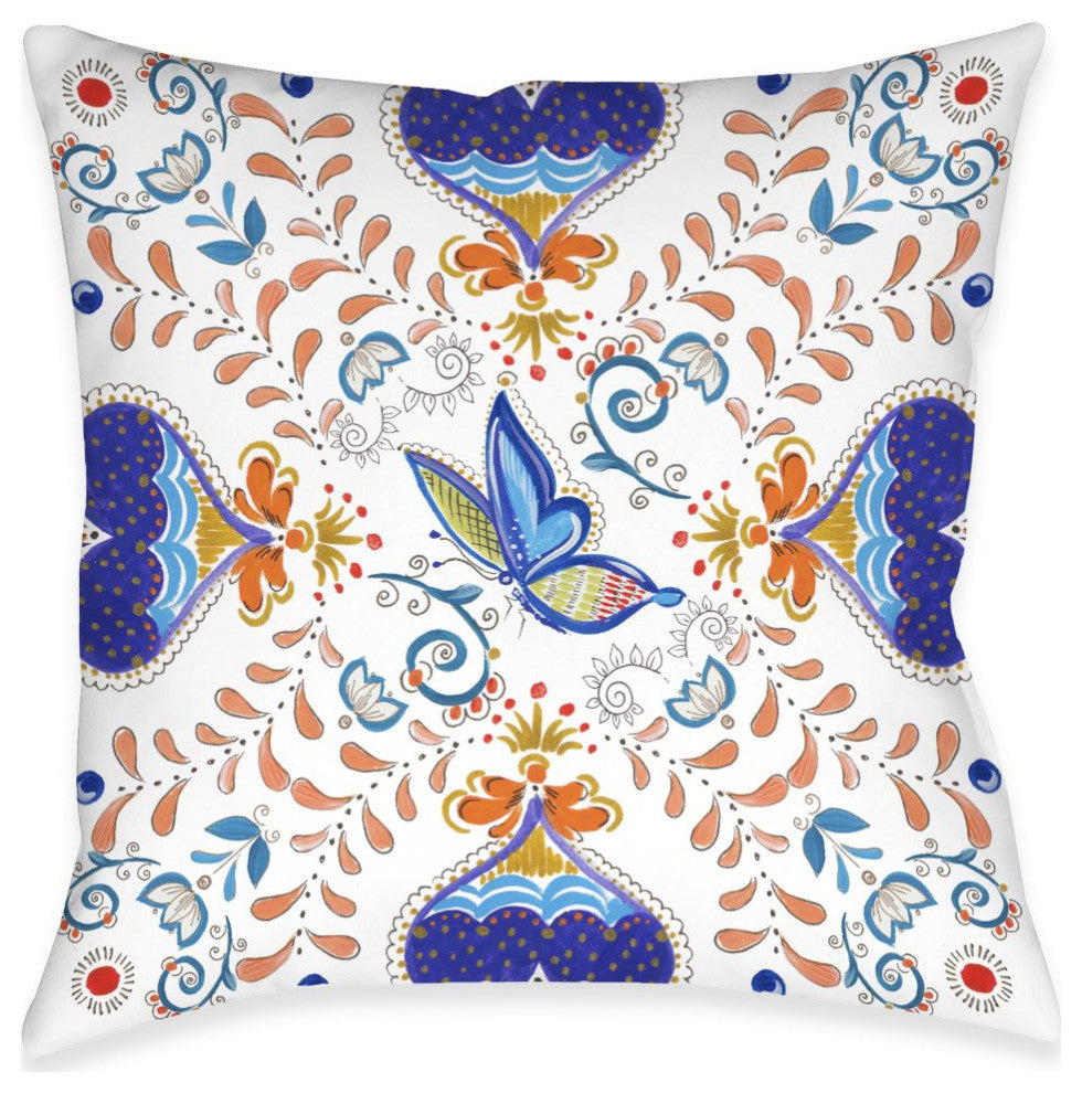 Whimsical Butterfly Outdoor Decorative Pillow, 18"x18"