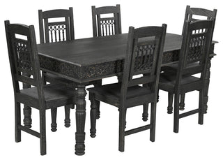 Wiley Carved Dining Table, Black, 72" W