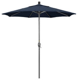 7.5' Gray Push-Button Tilt Crank Lift Aluminum Umbrella, Sunbrella, Spectrum Indigo
