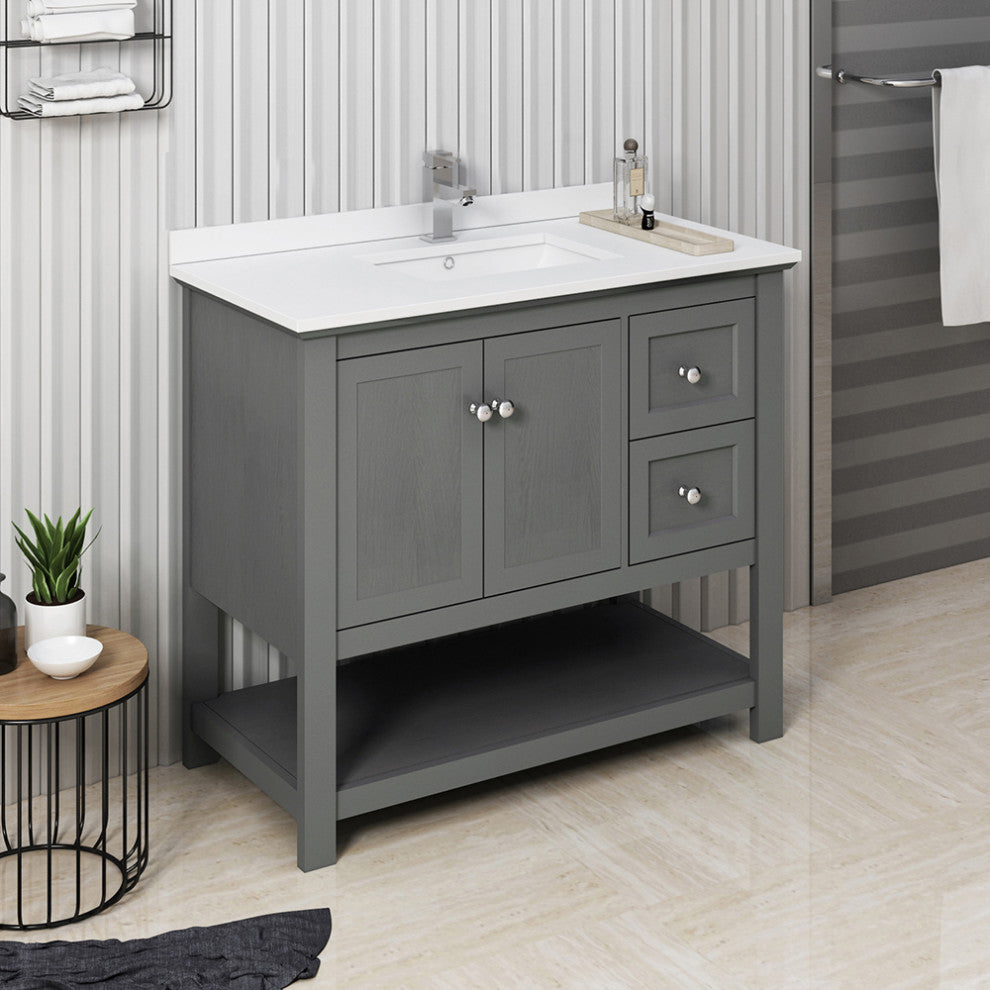 Fresca Manchester Regal 40" Gray Wood Veneer Cabinet With Top and Sink