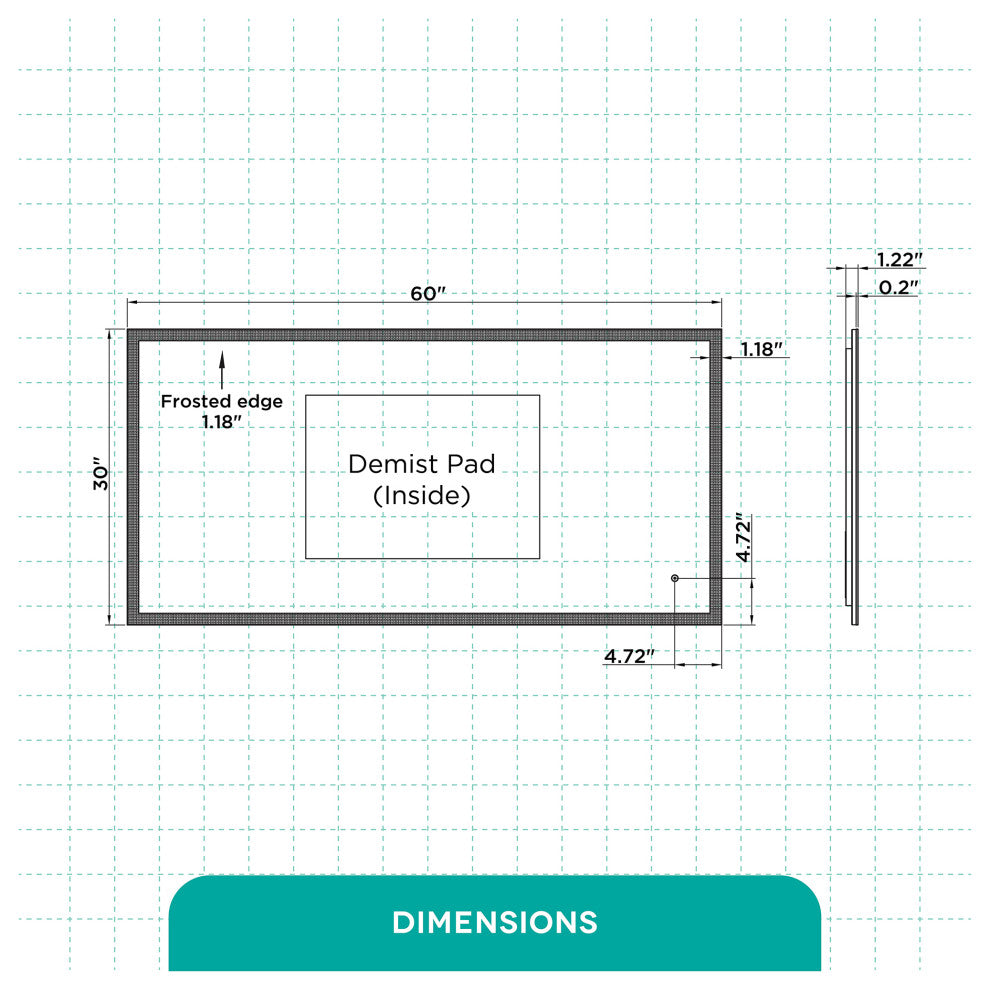 Aluminum Mirror, LED Anti-Fog, Warm/Cool Light Feature, 60x30, Rectangular