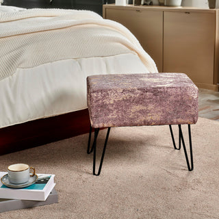 Kasula Jacquard Chenille Ottomans, Light Brown, 19''x13''x17''