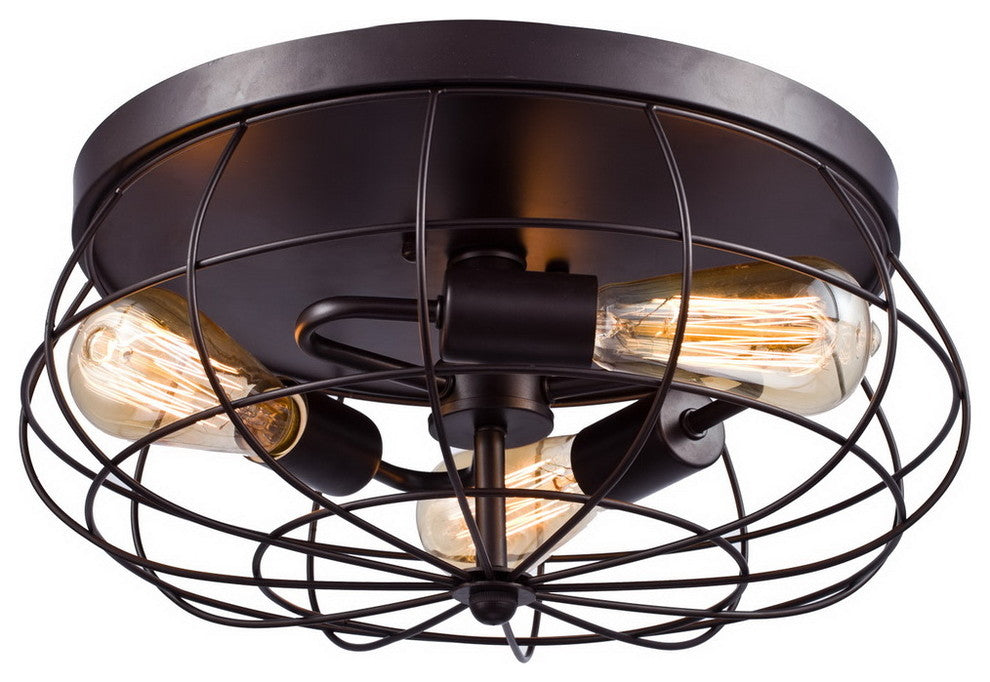 Oil Rubbed Bronze Flush Mount Ceiling Light, 3-Light