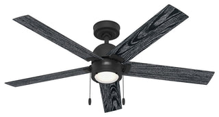 Erling Ceiling Fan, LED Light Kit and Pull Chain, Matte Black, 52"