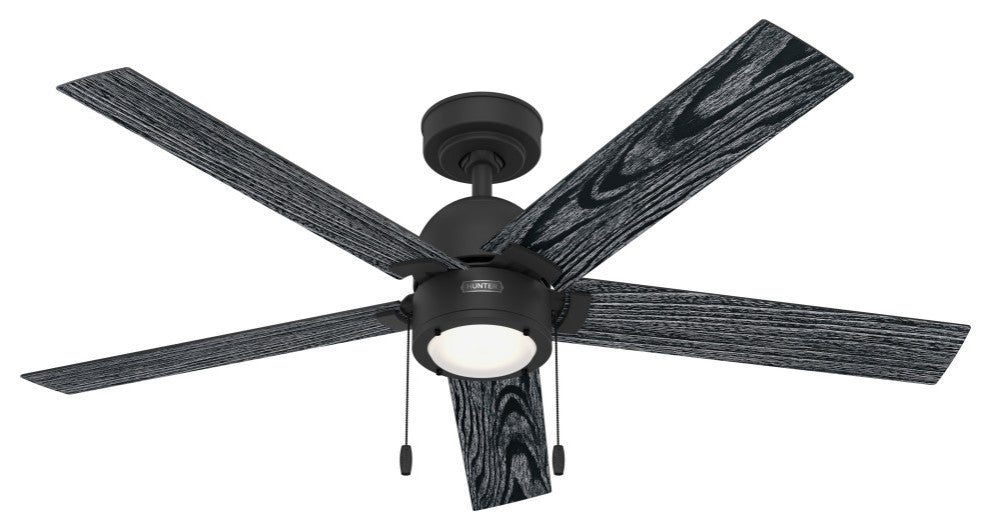 Erling Ceiling Fan, LED Light Kit and Pull Chain, Matte Black, 52"