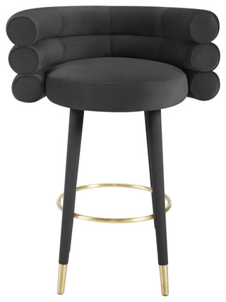 Betty Black Velvet Barstool - Black