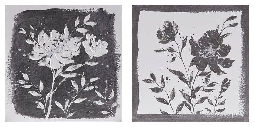 Madison Park Cassia Floral Black and White Canvas Wall Art