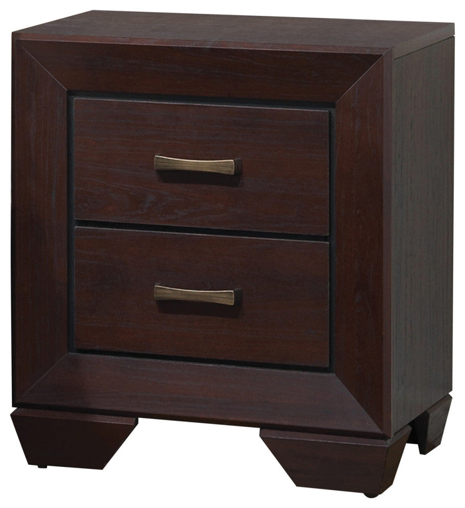 Wood Nightstand with 2 Drawers, Dark Cocoa