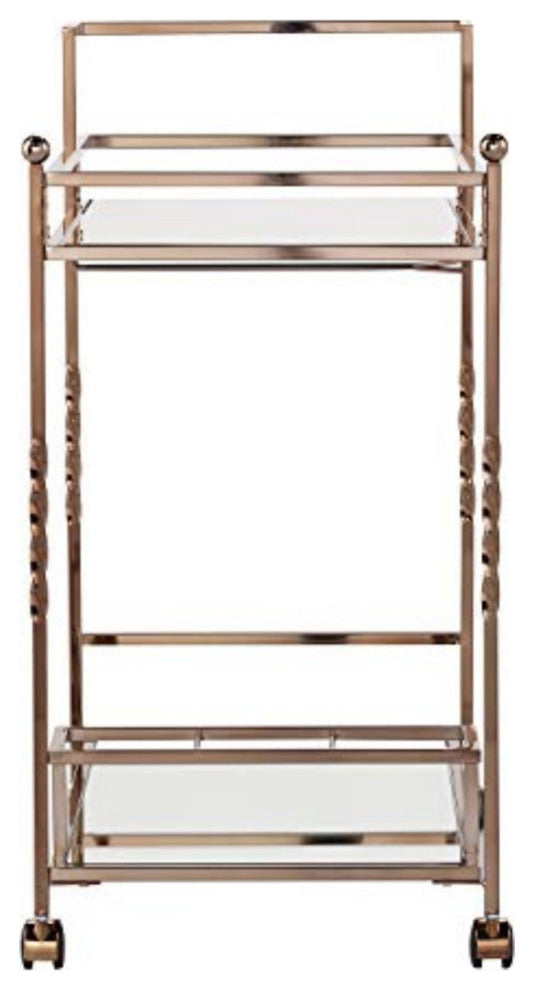 Ivers Metal Mirrored Bar Cart, Champagne