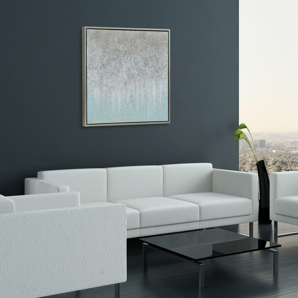 Silver Field Textured Metallic Hand Painted Abstract Wall Art by Martin Edwards