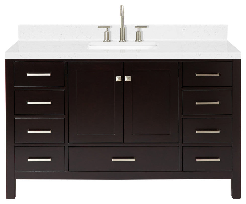 Ariel Cambridge 54" Single Rectangle Sink Vanity, Carrara Quartz