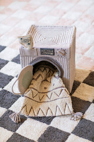 Washable Rug Kitchen Tiles Dark Grey, 5' 7" X  8'