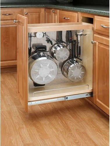 8" Stainless Steel Base Cabinet Organzier Maple Rev-A-Shelf 444-BC-8SS