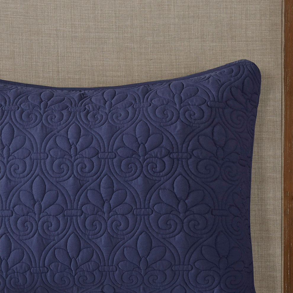 Madison Park Quebec 3 Piece Fitted Bedspread Set, Navy