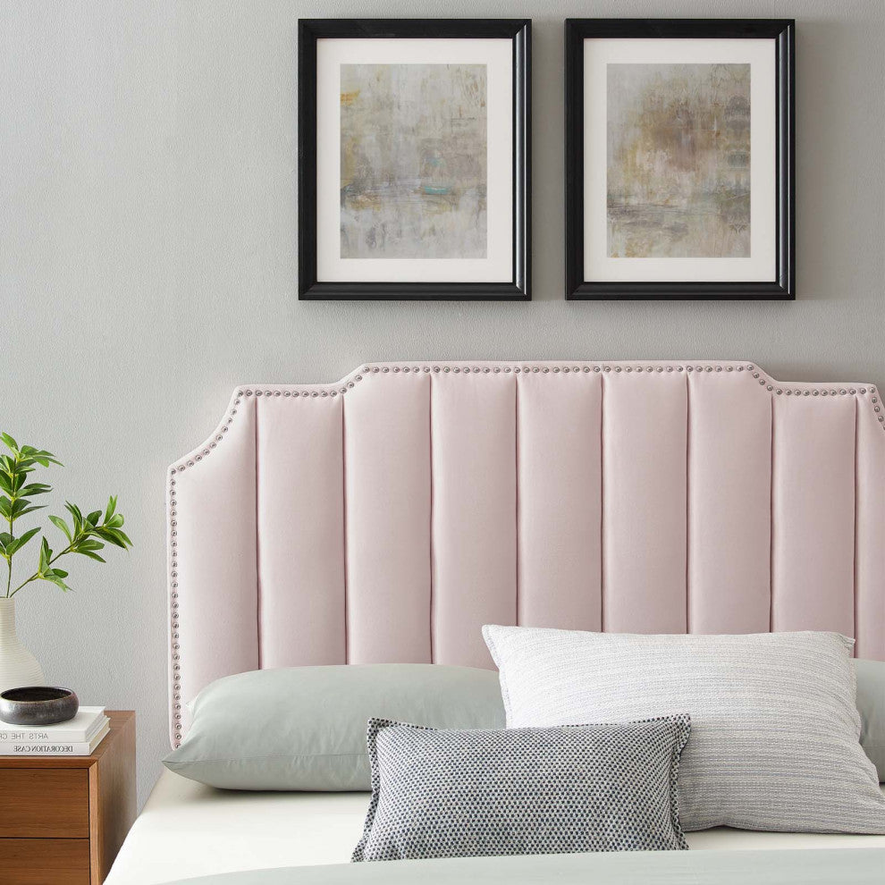 Headboard, Twin Size, Velvet, Pink, Modern Contemporary, Bedroom Master Suite