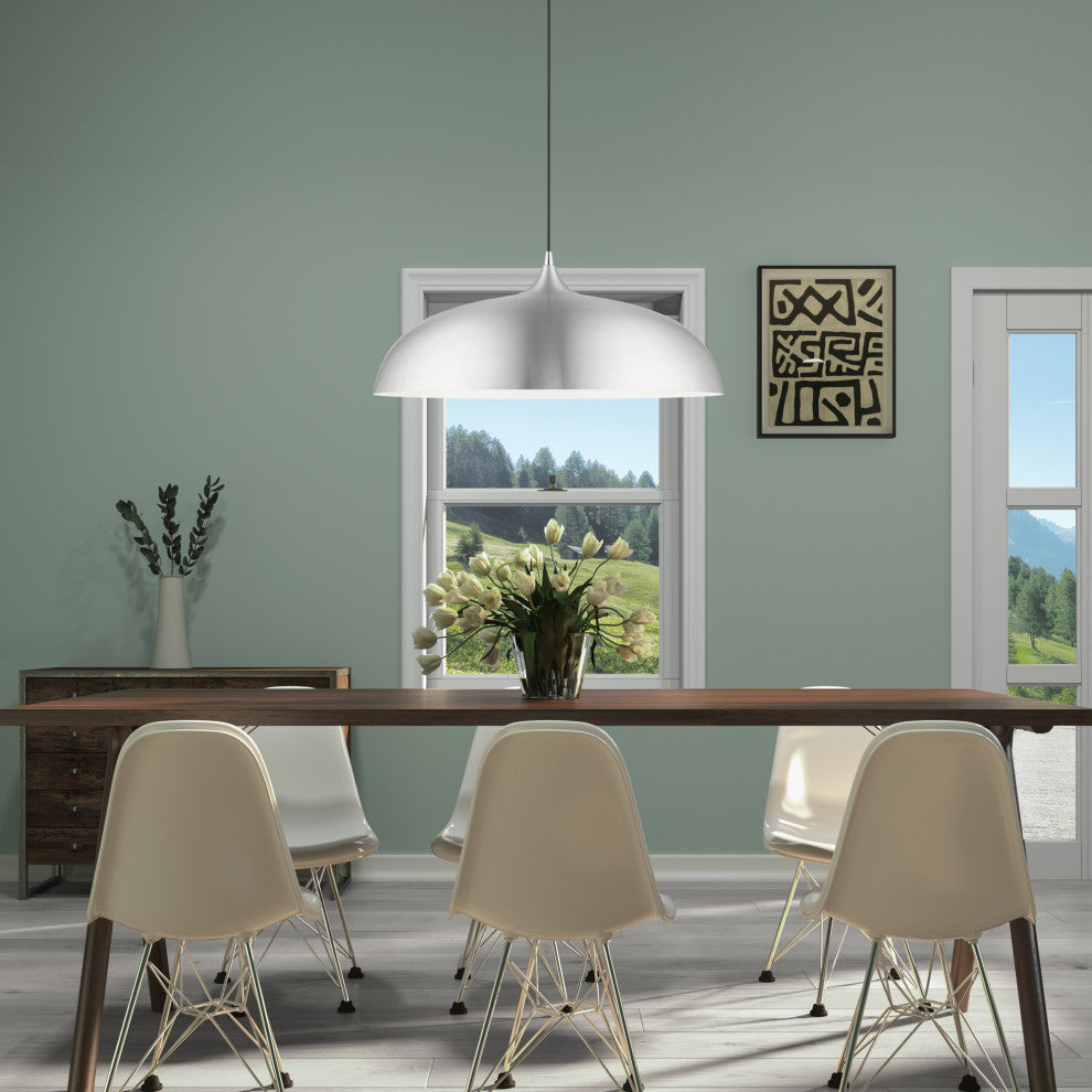 Amador 3 Light Brushed Aluminum With Polished Chrome Accents Large Pendant