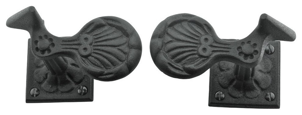 Black Shutter Dog Wrought Iron Seashell Wood Mount Pack of 6 Renovators Supply