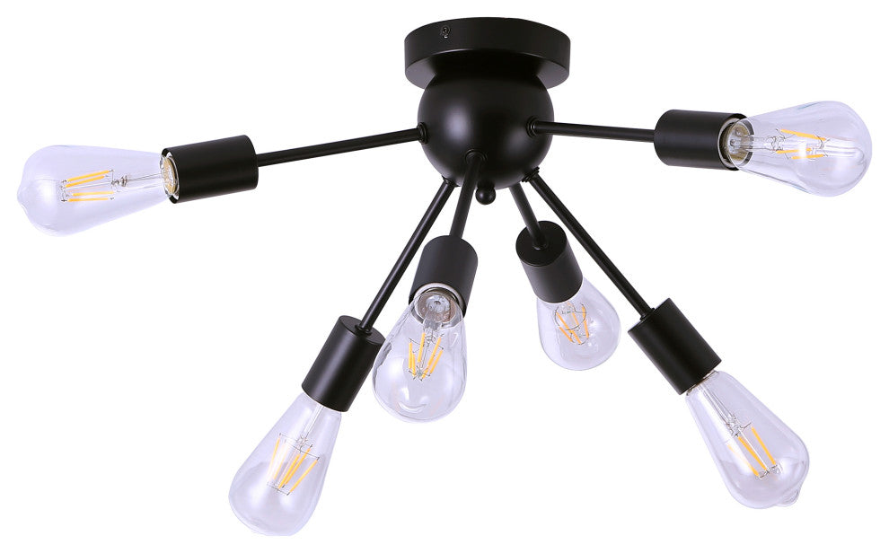 Riley 6 Light Flush Mount Ceiling Fixture in Black