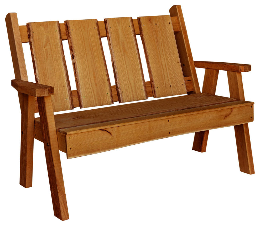 Live Edge Locust Timberland Garden Bench, Cedar Stain, 4 Foot