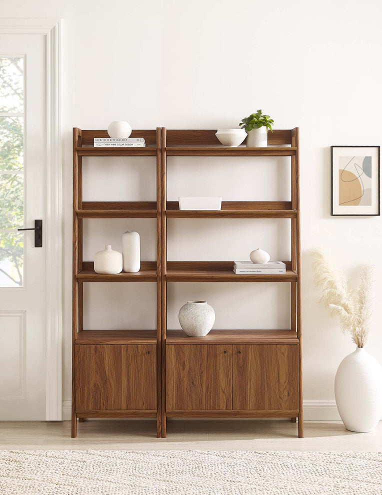 Bixby Wood Bookshelves, Set of 2, Walnut