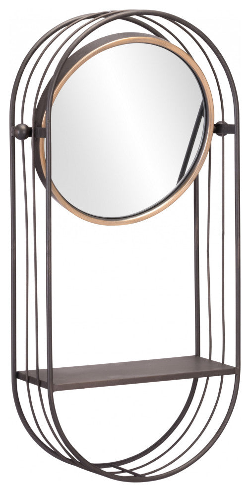Industrial Gray Mirror Shelf