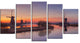 Dutch Windmills Panorama, Contemporary Canvas Wall Art, 60"x32", 5 Panels