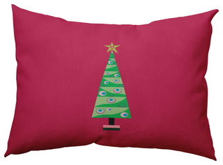 Cartoon Christmas Tree Accent Pillow, Holiday Pink, 14"x20"