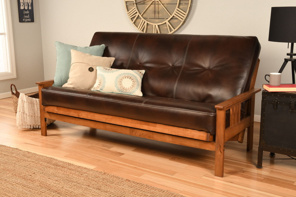 Caleb Frame Futon With Barbados Finish, Oregon Trail Java