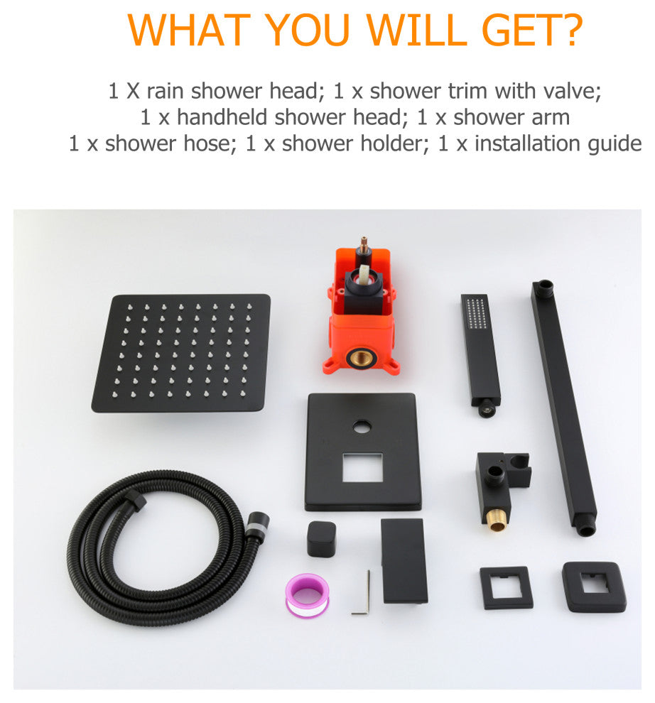 Givingtree Ceiling Mount Pressure-Balanced Shower System 10 in,Matte Black