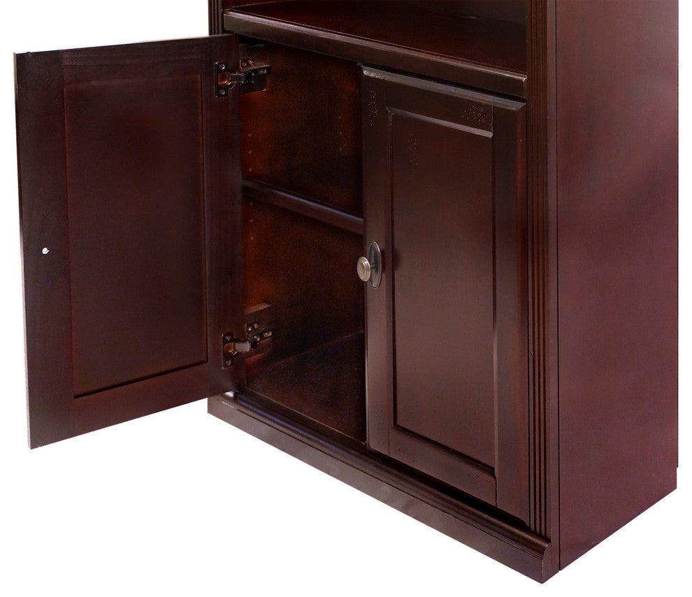 Huntington Club Wood Bookcase With Doors, Storage Cabinet, Office Shelves